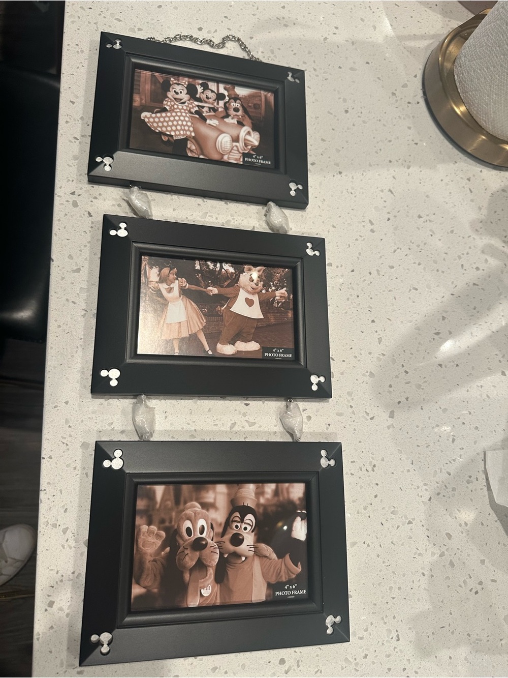 Disney Black Triple Hanging 4x6 Photo Frame with Mickey Mouse Accents